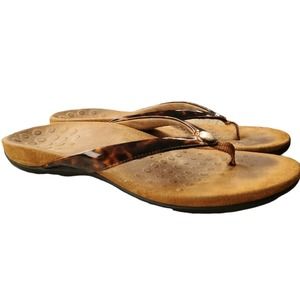 VIONIC Orthopedic Brown Cheetah Print Slip On Thong Sandals Size 12